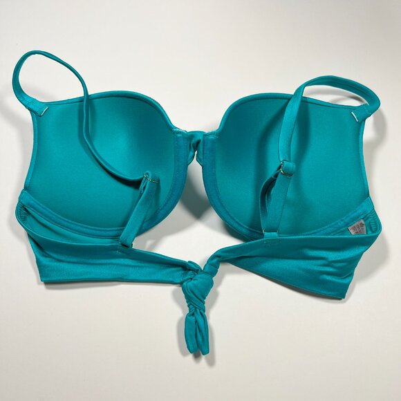 Victoria Secret 32B VERY SEXY Push Up Bikini Top Shine Back Tie Capri Sea Blue - Picture 6 of 6